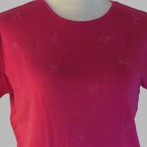 Cherokee Women's Short Sleeve Pink Floral Pullover Knit Top Size M (C801)